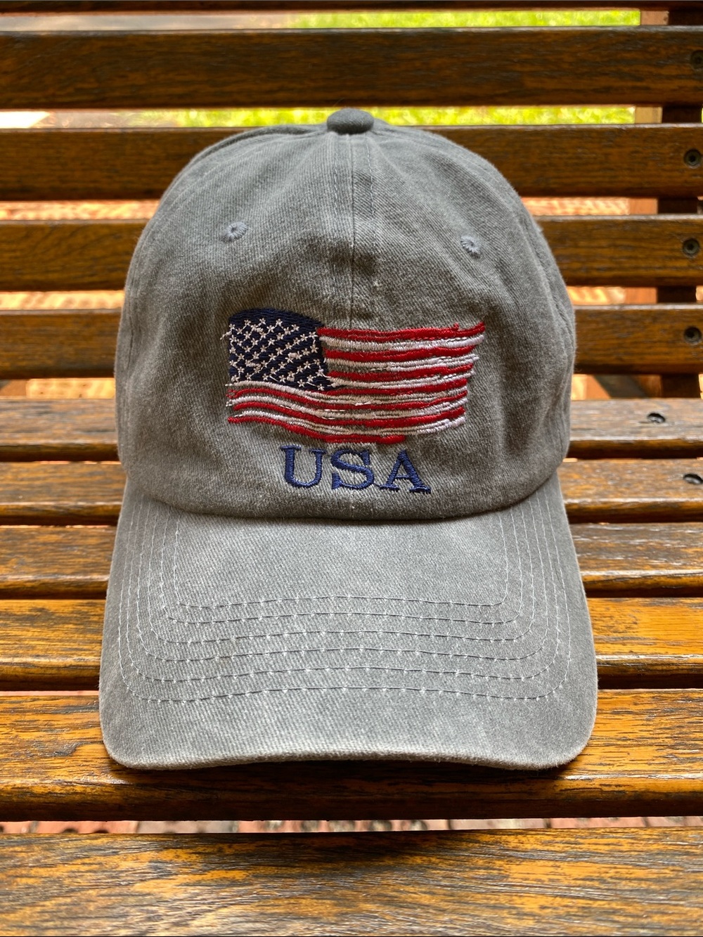 USA flag hat distressed and faded Gray